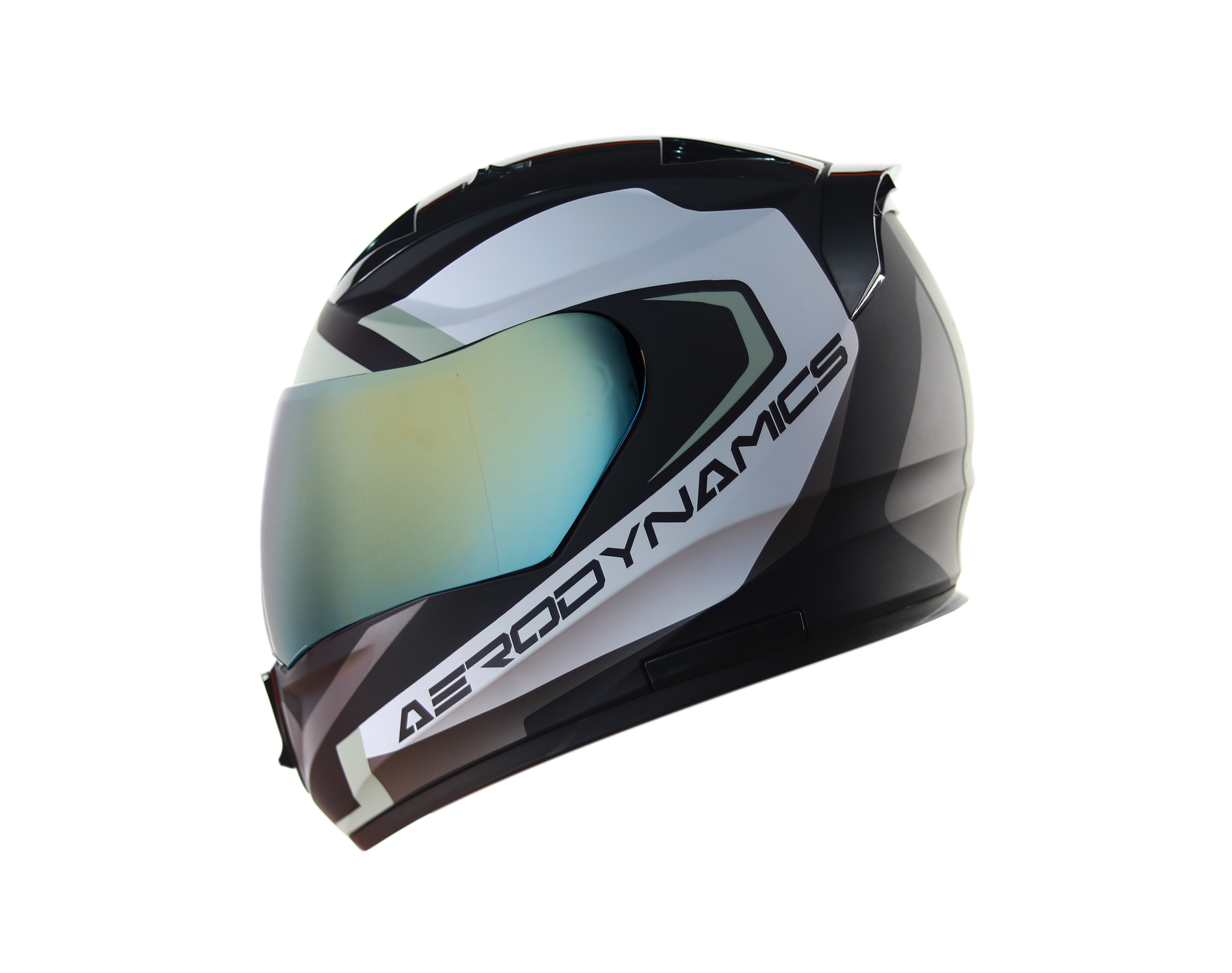 SA-1 Aerodynamics Mat Black With Gold(Fitted With Clear Visor Extra Blue Chrome Visor Free)